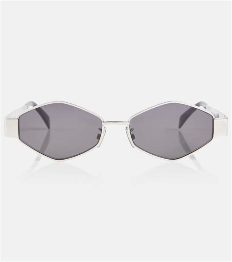 celine eyewear triomphe hexagonal sunglasses|Triomphe hexagonal sunglasses in silver .